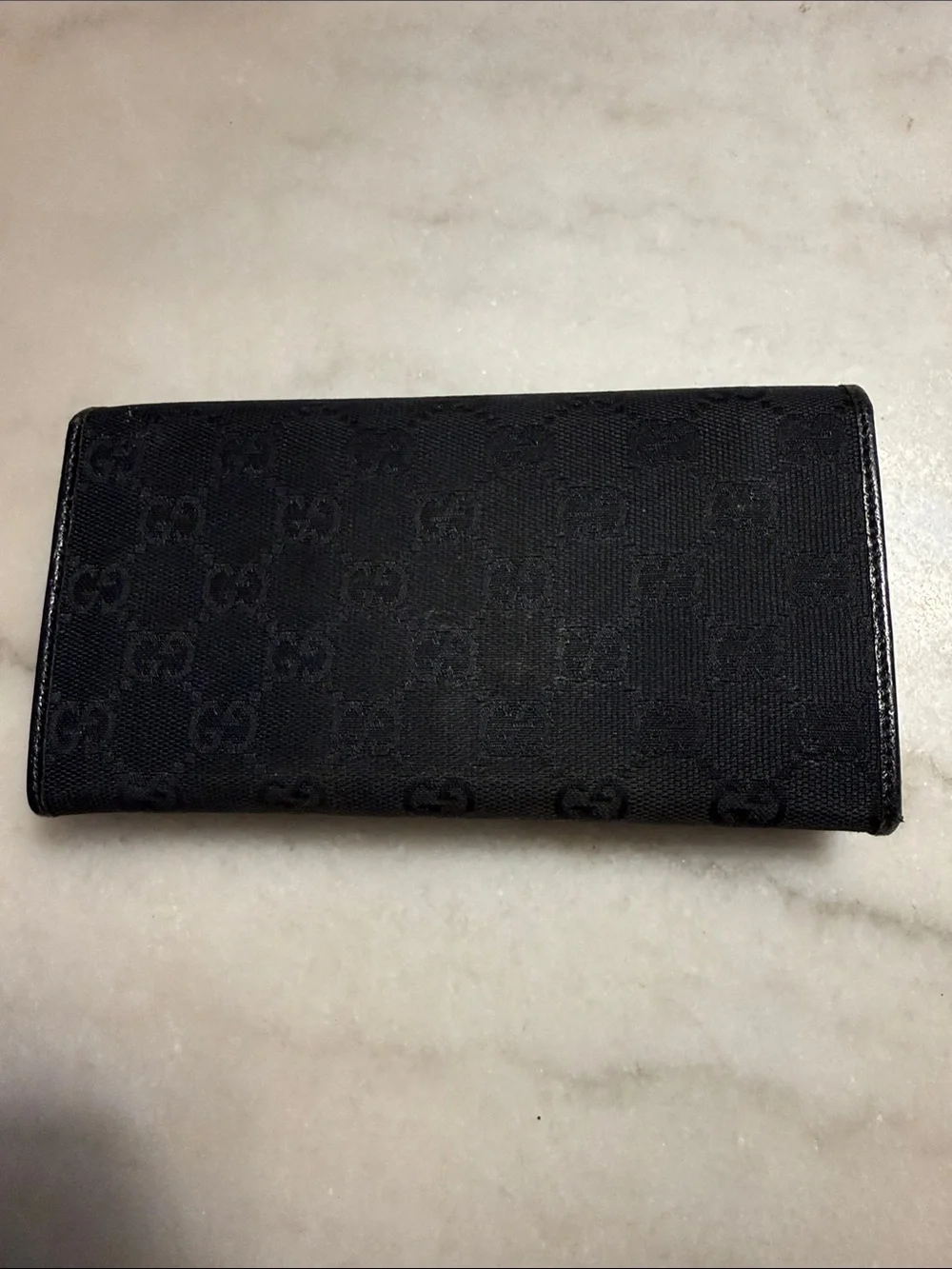 Gucci Black GG Monogram Continental Wallet with Metal Logo Plaque - Picture 2 of 5